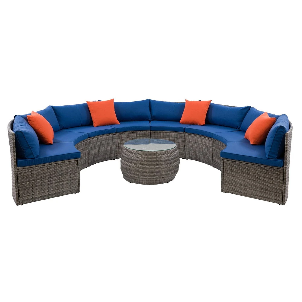 Ensemble modulaire de patio Parksville - Fini gris mélangé / Coussins bleu Oxford 5pc