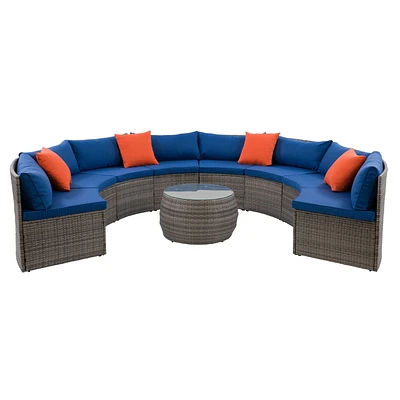 Ensemble modulaire de patio Parksville - Fini gris mélangé / Coussins bleu Oxford 5pc