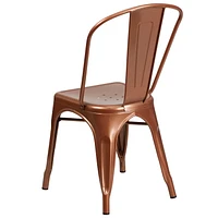 Commercial Grade 4 Pack Copper Metal Indoor-Outdoor Stackable Chair