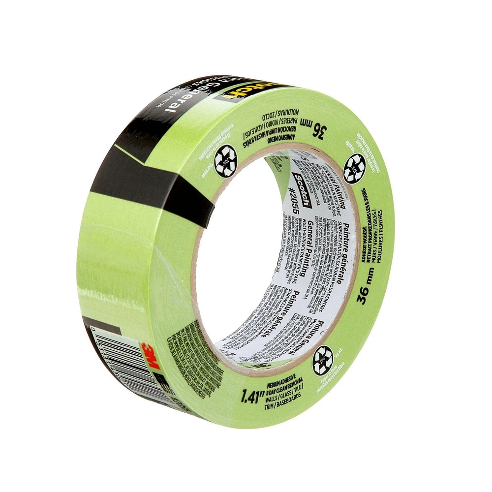 Ruban pour peintres pour surfaces multiples à usage général Scotch®, 2055-36NP, 36 mm x 55 m (1,41 po x 60,1 v) 36 mm x 55 m