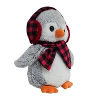 PINGOUIN EN PELUCHE AVEC ÉCHARPE À CARREAUX