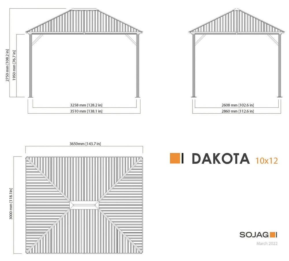 Sojag Dakota Aluminum Hard Top Gazebo