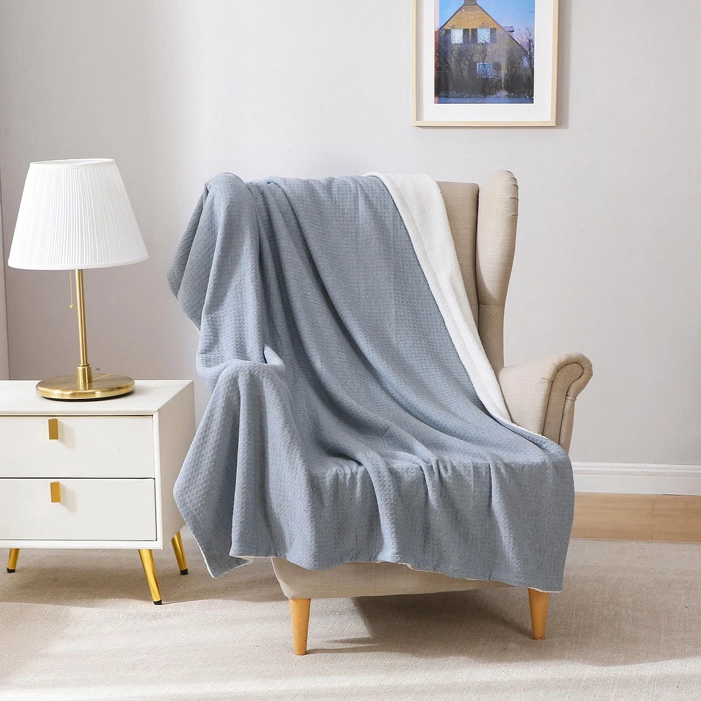 Mainstays Waffle Knit Sherpa Polyester Throw