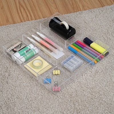 Organiseur de tiroir transparent en plastique à 6 sections MAINSTAYS, rangement parfait pour les produits scolaires et de bureau, les gadgets d'artisanat ou de cuisine, plusieurs compartiments pour le Taille de l'article :30.22*30.22*4.06cm;Matériau plastique