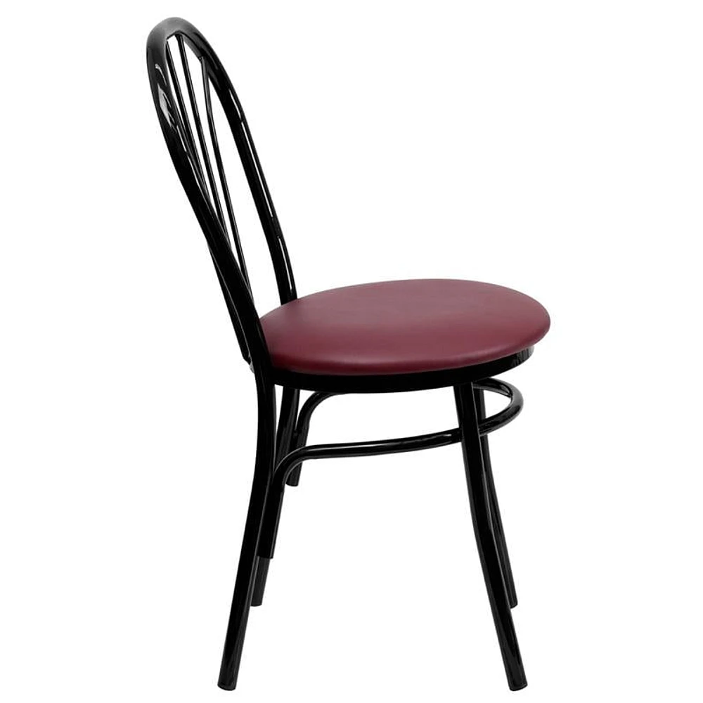 Flash Furniture Hercules Metal Dining Chair in Black and Burgundy