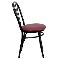 Flash Furniture Hercules Metal Dining Chair in Black and Burgundy