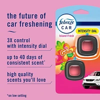 Assainisseur d’air sous forme de pince pour bouche d’air Febreze AUTO, parfum Fraîcheur des îles Gain, pince pour bouche d’air de voiture de 2mL3