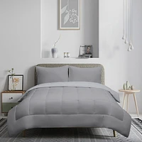 Safdie & Co. Solid Gray Reversible Comforter Set 3PC - Camden Double Queen