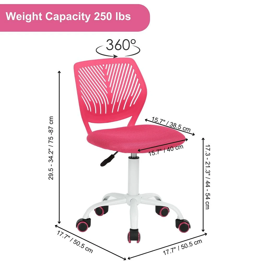 Homy Casa Office Chair - Adjustable Height Task Chair with Breathable Ergonomics Backrest Upholstery for Student Teen