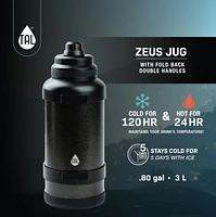 TAL Bouteille d'eau Zeus en acier inoxydable, 3 L, vert