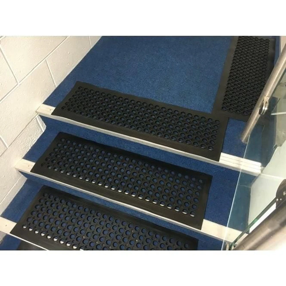 Ottomanson Rubber Collection Non-Slip Design Stair Treads, 10" X 30", 5 Pack, Black