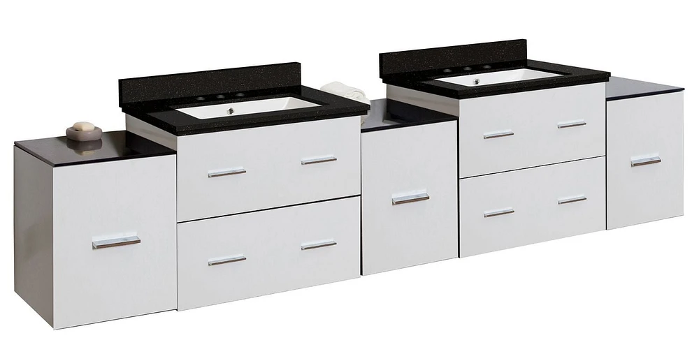 American Imaginations 61.5-in. W Wall Mount Dawn Grey Vanity Set For 1 Hole Drilling Black Galaxy Top Biscuit UM Sink AI-19132