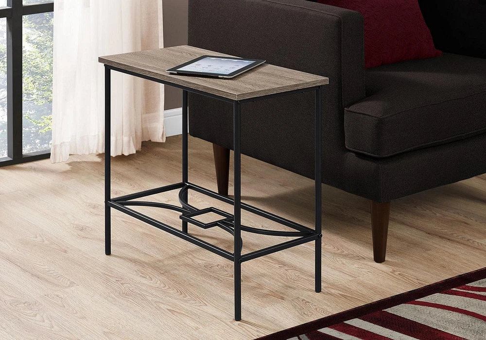Monarch Specialties Table D'appoint, Côté, Bout, Étroit, Petit, 2 Niveaux, Salon, Chambre À Coucher, Métal, Stratifié, Brun, Noir, Contemporain, Moderne