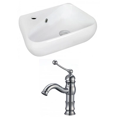 American Imaginations -in. W Wall Mount White Bathroom Vessel Sink Set For 1 Hole Left Faucet AI