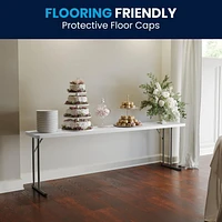Table de formation pliante en plastique blanc granite de 18 po larg. x 96 po long.