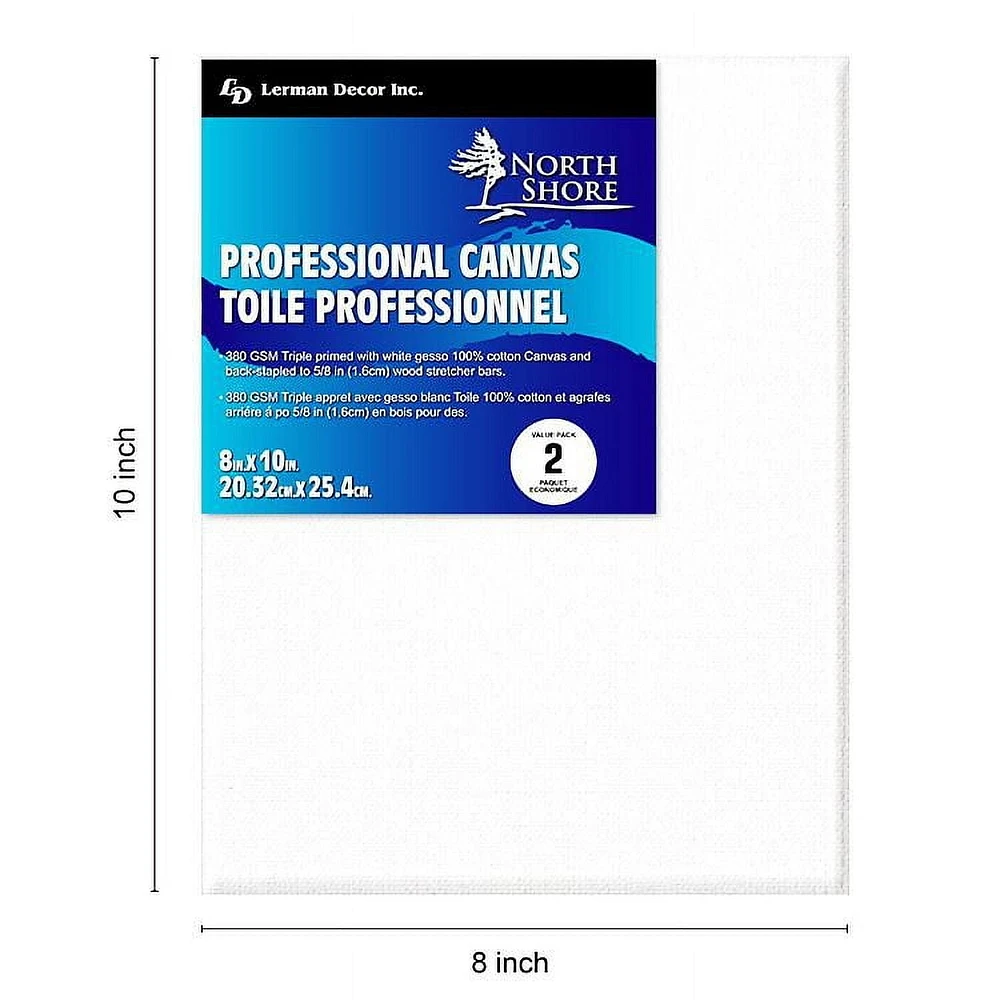 Toile professionnelle North Shore 8" x 10" paquet de 4