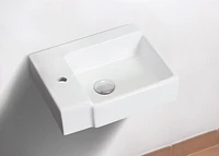 American Imaginations 16.25-in. W Wall Mount White Bathroom Vessel Sink Set For 1 Hole Left Faucet AI