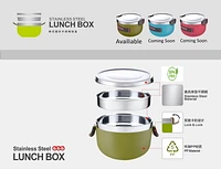 1 L Thermal 2 Layer Stainless Steel Thermal Lunch Container - Military Green, Volume & Colour: 1L  / Miliatry Green