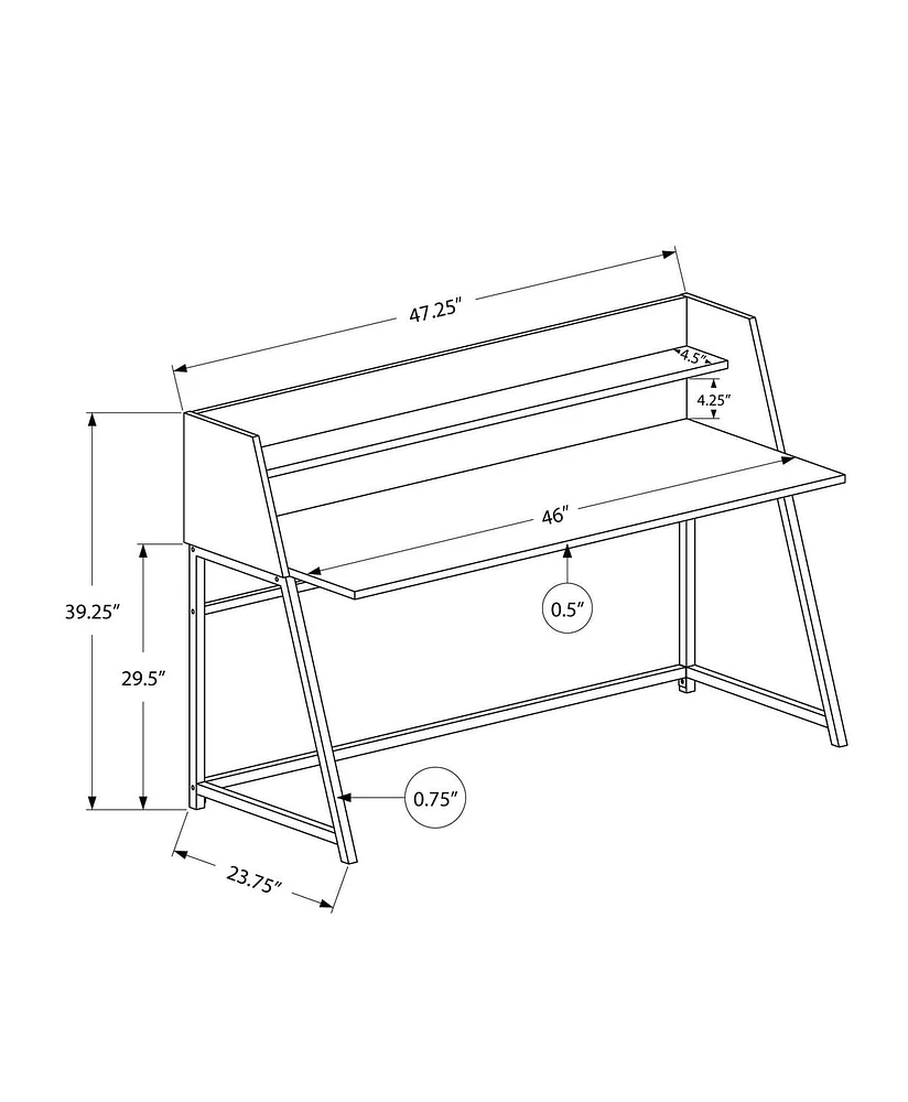 Monarch Specialties Computer Desk, Home Office, Laptop, Storage Shelves, 48"l, Work, Metal, Laminate, Black, Contemporary, Modern