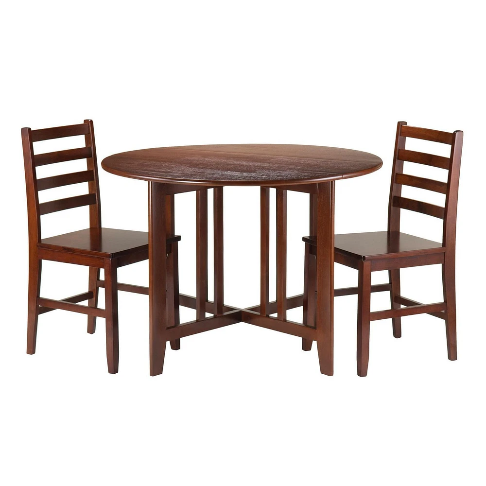 Table ronde à abattants 3 pièces Alamo avec 2 chaises à dossier à barrettes Hamitlon de Winsome - 94356