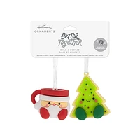Décorations Hallmark de Noël (Tasse de lait pour le père Noël et biscuit, peluches magnétiques Better Together), ensemble de 2 peluches