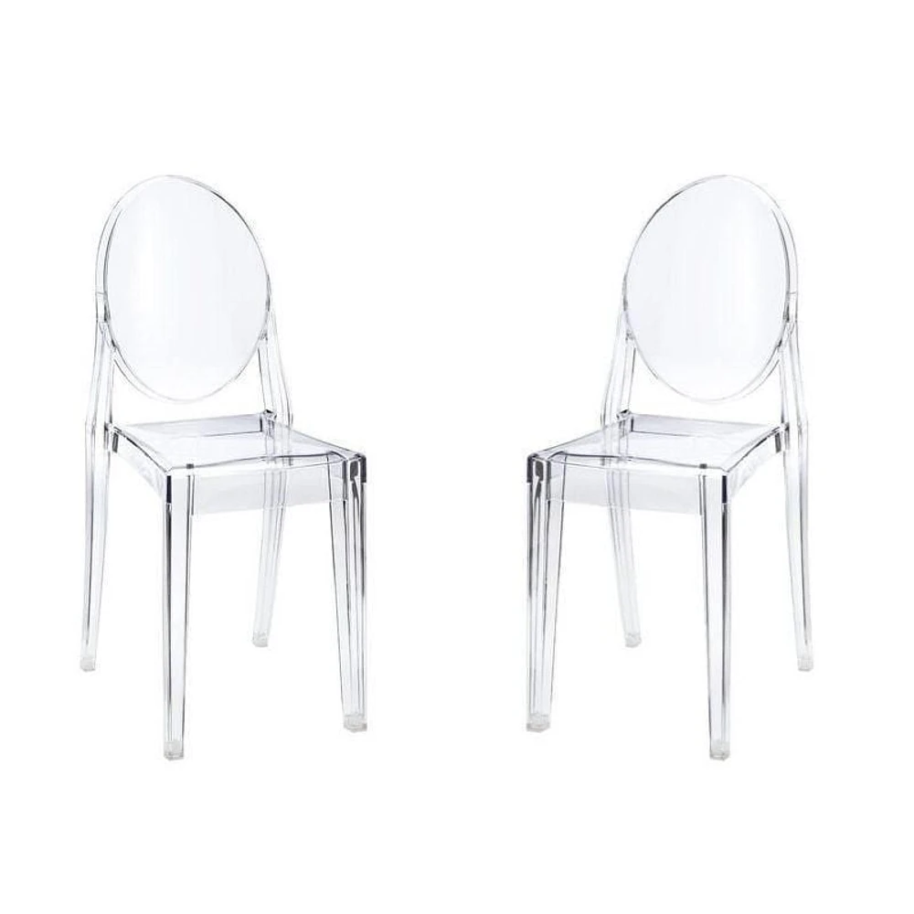 Chaise d'appoint moderne Ghost - Chaise de salle à manger en acrylique transparent avec un design durable, empilable pour les salles à manger ou les espaces d'accentuation