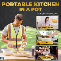 Ceramax Electric Hot Pot Nonstick Ceramic Skillet Pan Mini Cooker with Lid Steamer
