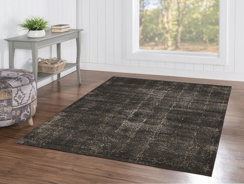 Tapis Bijou Illusion marine et beige de 5 pi x 7 pi 6 po