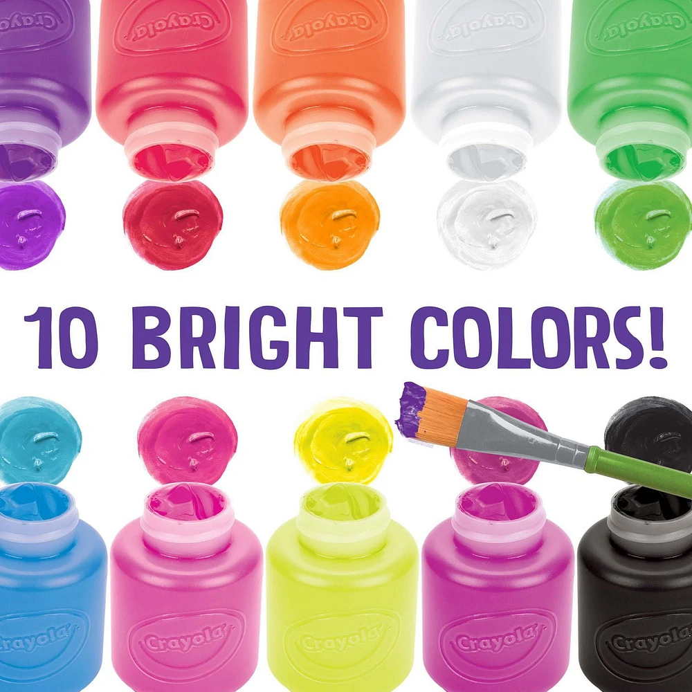 10 pots de peinture lavable - Couleurs néons 10 bouteilles de peinture