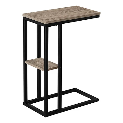 Monarch Specialties Table D'appoint, En Forme De C, Bout, Côté, Collation, Salon, Chambre À Coucher, Métal, Stratifié, Brun, Noir, Contemporain, Moderne