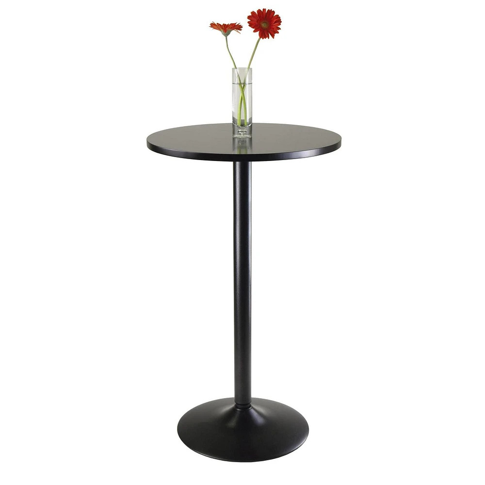 20123 Winsome Obsidian Table de pub ronde au fini noir