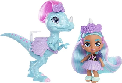 ​Cave Club Cave Tots Unicorn Tot Doll (Approx. 3.5-in) Small Doll with Dinosaur & Blue Hair, Wearing Outfit & Accessories, Gift for 4 Year Olds and Up