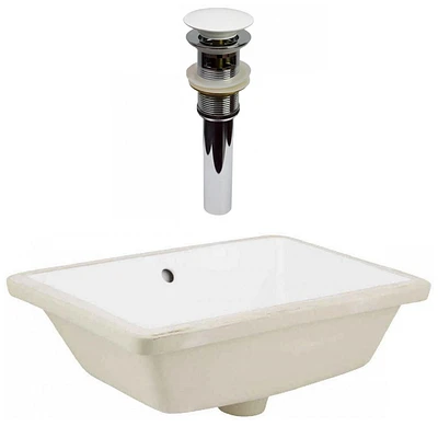 American Imaginations 18-in. W CUPC Rectangle Bathroom Undermount Sink Set In White - White Hardware - Overflow Drain Incl. AI-31844