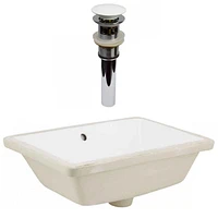 American Imaginations 18-in. W CUPC Rectangle Bathroom Undermount Sink Set In White - White Hardware - Overflow Drain Incl. AI-31844