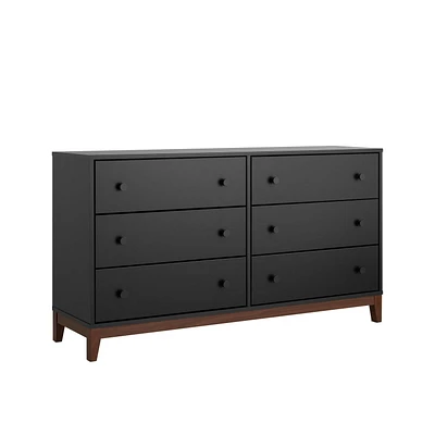 Prepac Nordik White & Oak 6 Drawer 16"D x 54.75"W x 30"H Dresser