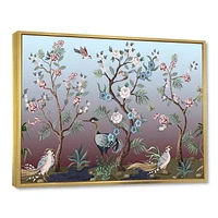 Designart Chinoiserie Aux Oiseaux Et Pivoines XI ART MURAL À CADRE FLOTTÉ