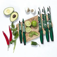 OFFICIALLY LICENSED CFL 5 PIECE KNIFE SET SASKATCHEWAN ROUGHRIDERS
