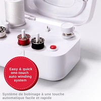 SINGER® Universal Bobbin Winder - For Class 15 and 15J Bobbins - Simple & Portable - Battery Powered With Included Power Adapter, White, SINGER® Universal Bobbin Winder