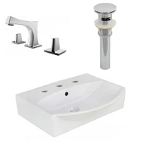 19.5-in. W Above Counter White Bathroom Vessel Sink Set For 3H8-in. Center Faucet AI-26583