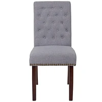 HERCULES Series Light Gray Fabric Parsons Chair with Rolled Back, Accent Nail Trim and Walnut Finish