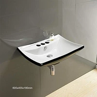 American Imaginations 23.8-in. W Wall Mount Black-White Bathroom Vessel Sink For 3H4-in. Center Drilling AI-28469