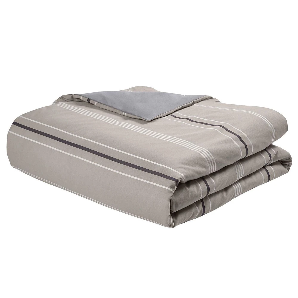 HomeTrends Grey and Blue Jacquard Stripe 3 Piece Duvet Cover Set