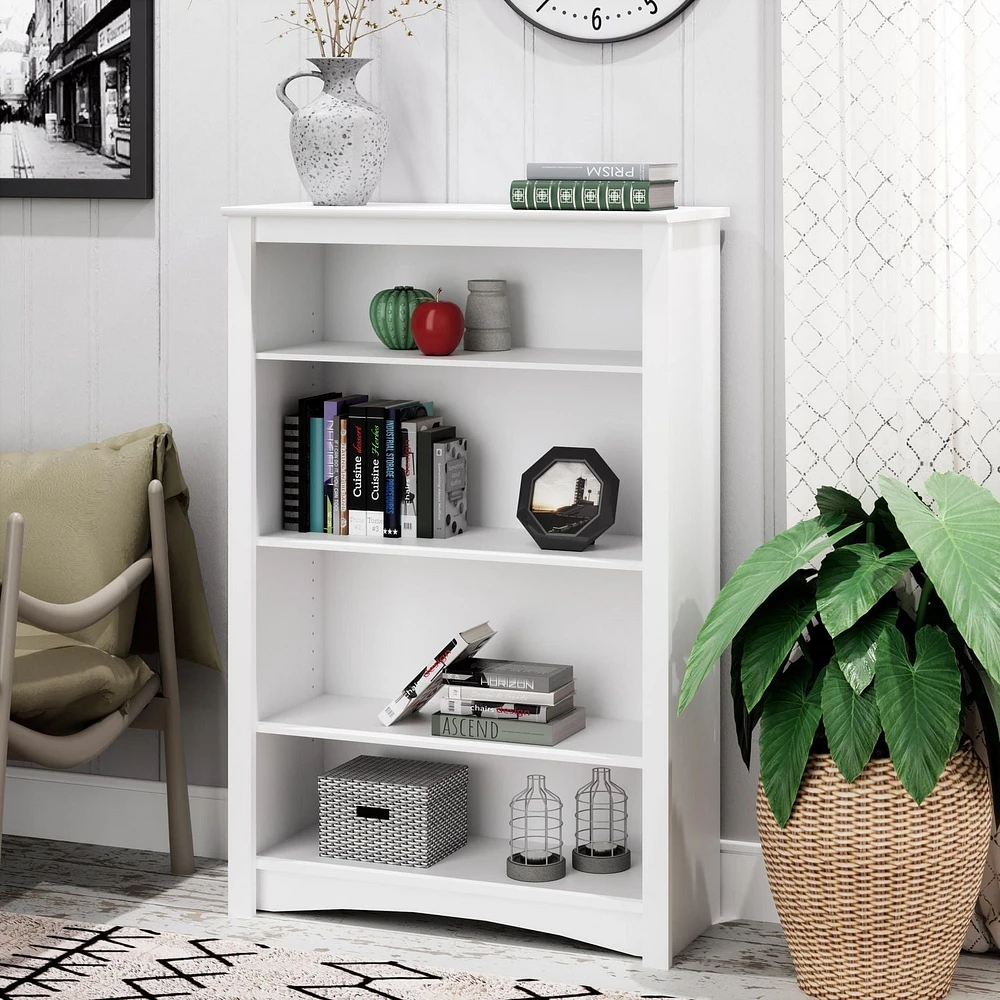 Prepac Bibliothèque standard à 4 tablettes pour bureau à domicile, blanc