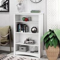 Prepac Bibliothèque standard à 4 tablettes pour bureau à domicile, blanc