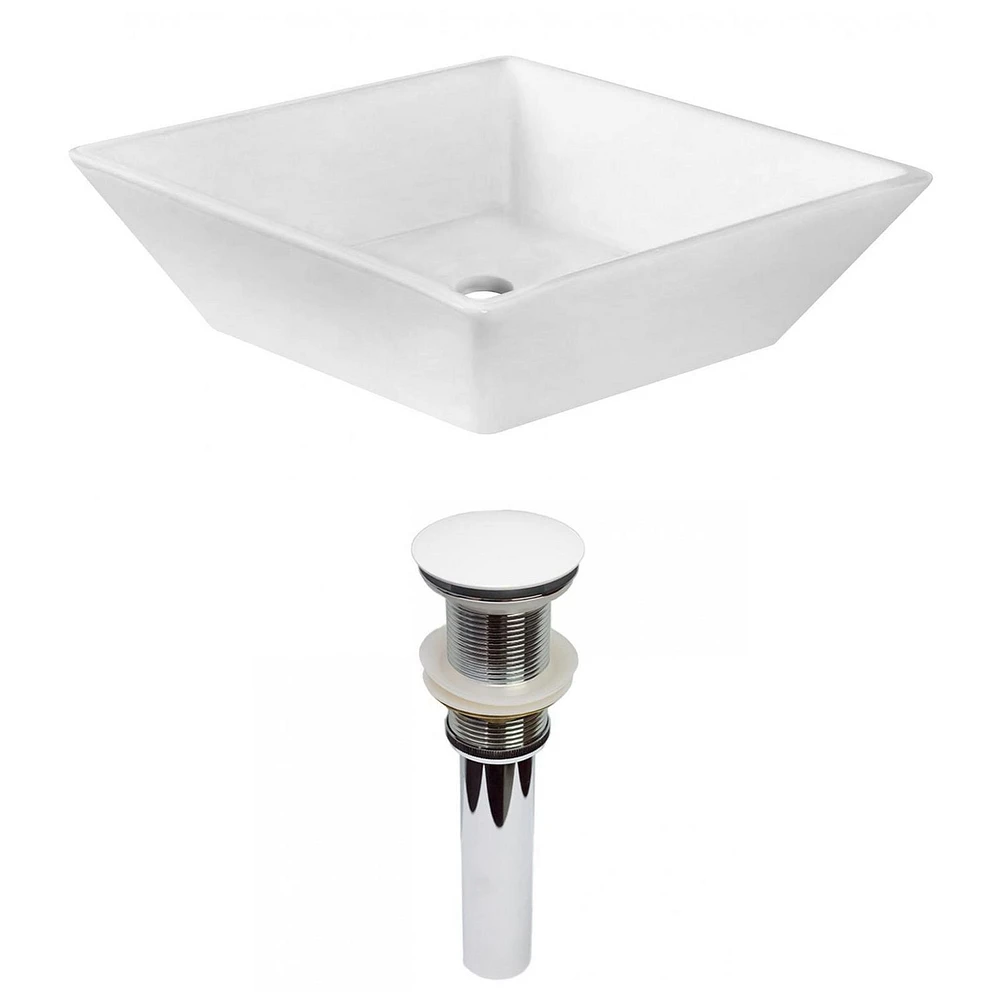 American Imaginations AI- 15,75 pouces W au-dessus du navire blanc de compteur pour le bâti de mur de bâti de mur