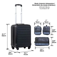 JetStream® Carry On Hardside Rolling Luggage with 3 Packing Cubes, Carry On Suitcase with Spinner Wheels