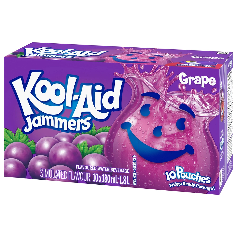 Kool-Aid Jammers, Grape, 10 x 180mL Pouches