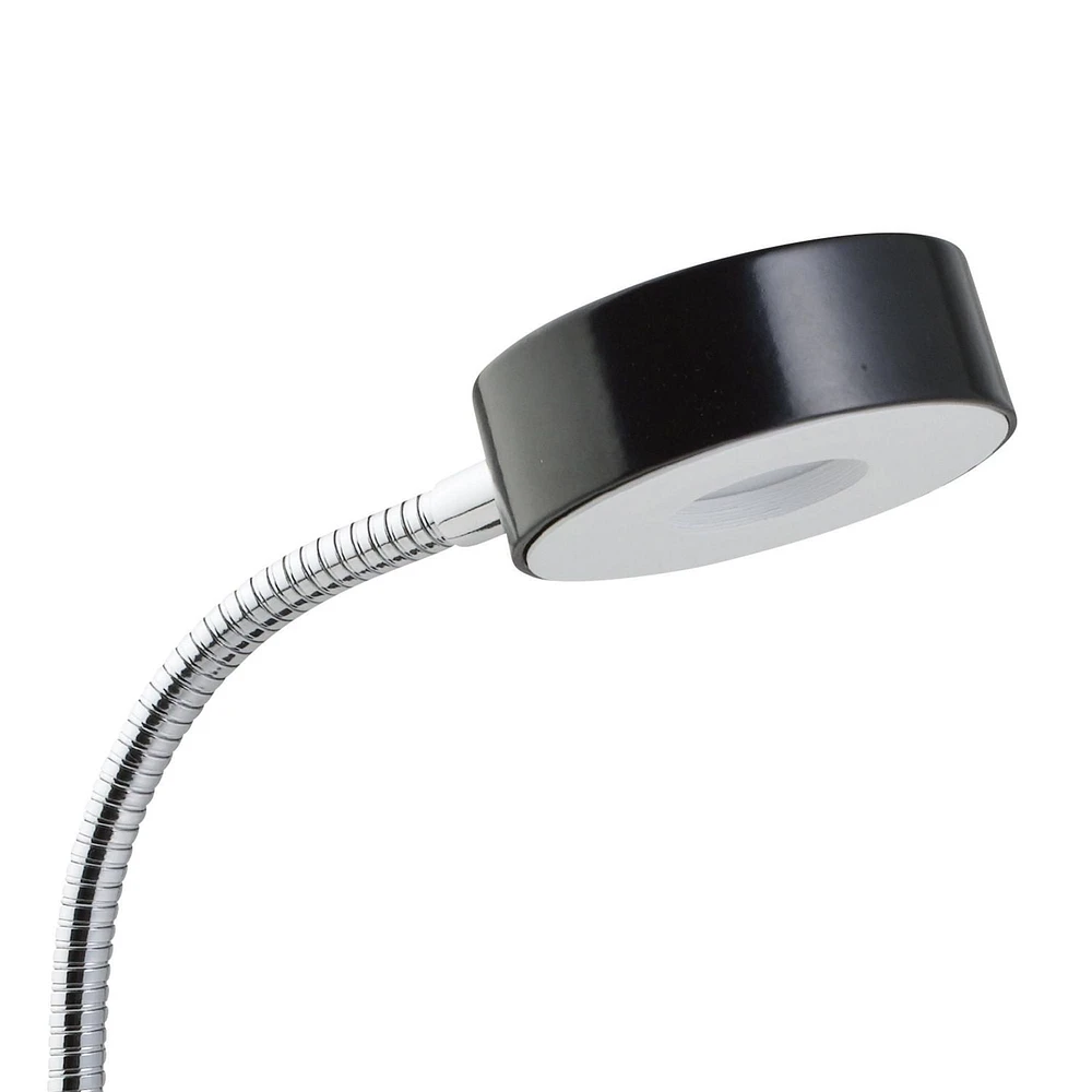 Lampe de bureau en métal à ampoule DEL intégrée de Globe Electric, certifiée Energy Star, fini noir mat, col de cygne en chrome, 5 watts, 250 lumens, 12643