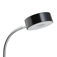 Lampe de bureau en métal à ampoule DEL intégrée de Globe Electric, certifiée Energy Star, fini noir mat, col de cygne en chrome, 5 watts, 250 lumens, 12643