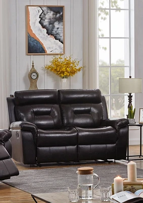 K-LIVING MARVEL HIGH GRADE LEATHER WITH PVC MATCH RECLINER LOVESEAT IN CHOCOLATE BROWN